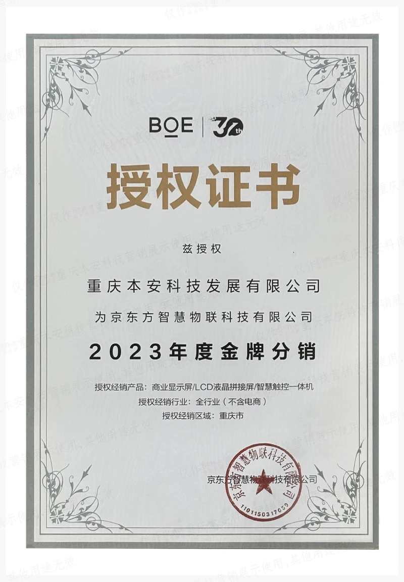 京东方2023年度金牌分销